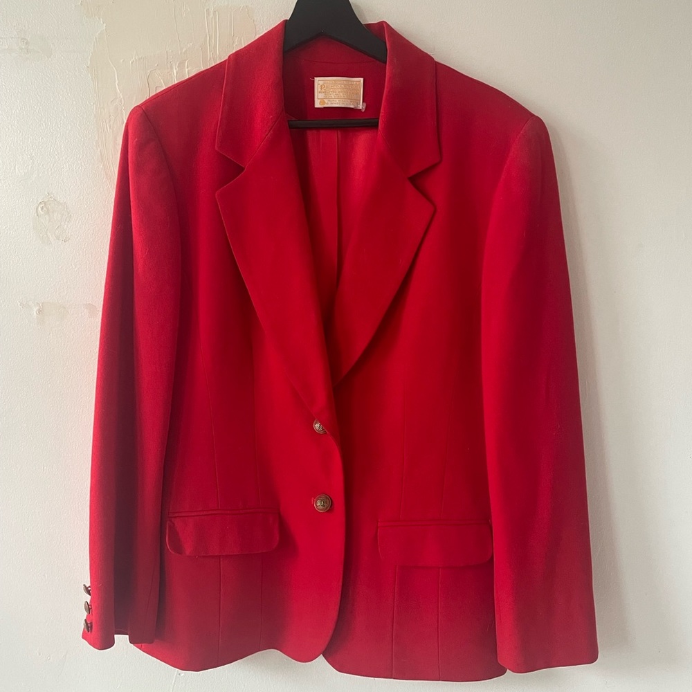 Pendleton Red Vintage Wool Boyfriend Jacket / Blazer